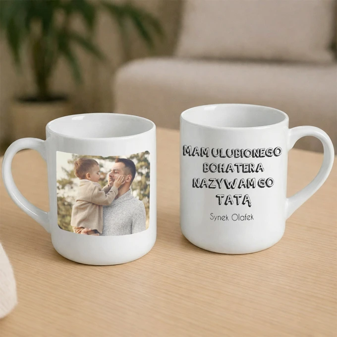 Kubek ze zdjęciem prezent dla taty ulubionego bohatera