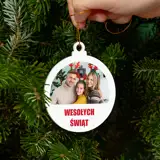 Bombka choinkowa z Twoim zdjęciem tekstem + opakowanie prezentowe