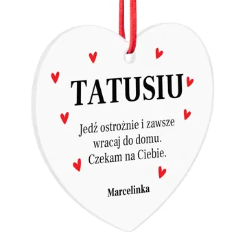 Zawieszka do auta dla Taty w kształcie serca prezent na Dzień Ojca personalizacja imieniem