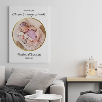 Obraz na płótnie ze zdjęcia pamiątka na chrzest 40x60 cm