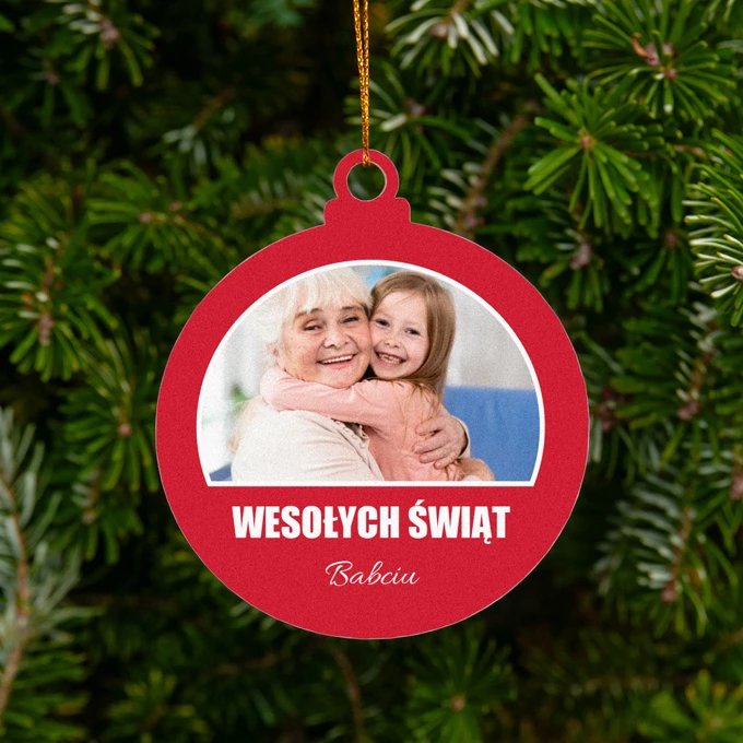 Bombka ze zdjęciem na choinkę na prezent świąteczny własna personalizacja