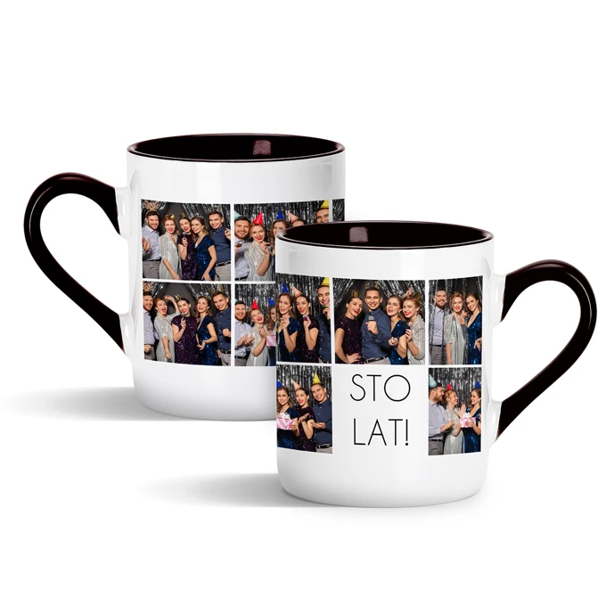 Kubek ze zdjęciem na urodziny Twój nadruk z czarnym wnętrzem