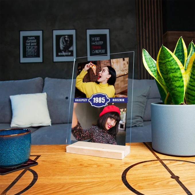 Zdjęcie na szkle akrylowym z dedykacją najlepszy rocznik 21x30 cm