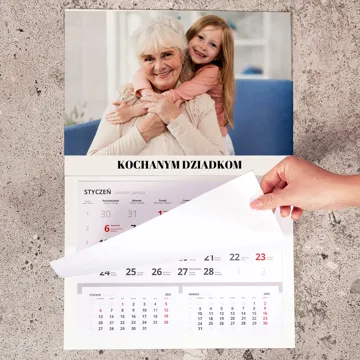 Kalendarz jednodzielny ze zdjęciem na prezent dla babci i dziadka