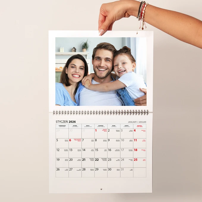 Prezent na Dzień Babci i Dziadka kalendarz ze zdjęciami 2026 rok terminarz ścienny