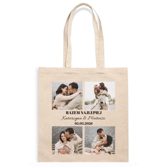 Torba ze zdjęciem na zakupy dla pary prezent na Walentynki rocznicę