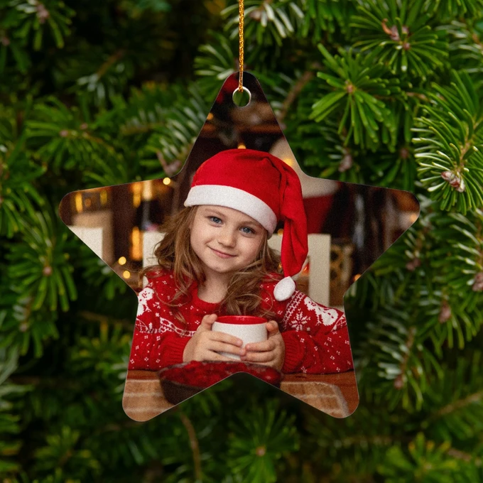 Akrylowa bombka ze zdjęciem gwiazdka full foto