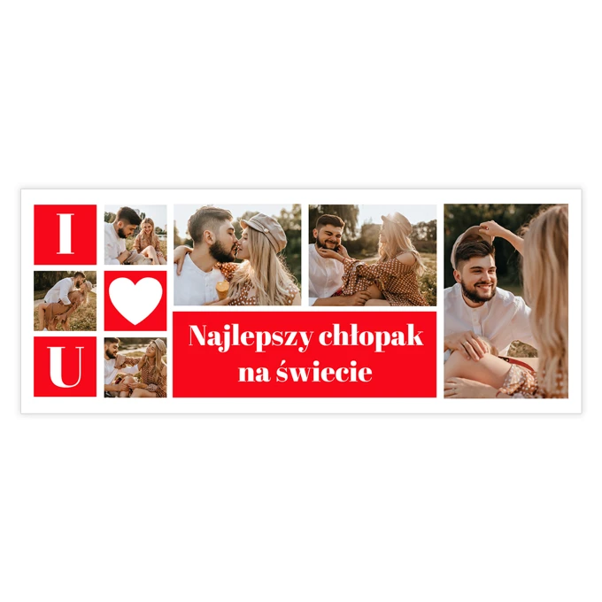 Personalizowany kubek z Twoich zdjeć na prezent dla chłopaka czerwone wnętrze