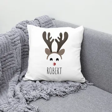 Poduszka świąteczna z nadrukiem imieniem Renifer