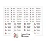 Naklejki imienne dla dziecka do szkoły przedszkola wodoodporne księżniczka arkusz 58 sztuk