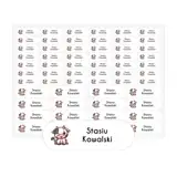 Wodoodporne naklejki na przybory szkolne krówka arkusz 58 sztuk