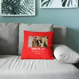 Poduszka z Twojego zdjęcia z podpisem czerwona