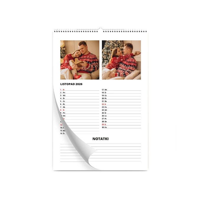 Fotokalendarz rodzinny notatnik wiszący A4 z Twoimi zdjęciami