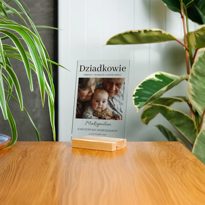 Ramka ze zdjęciem wnuków prezent na pierwszy Dzień Babci i Dziadka dla Dziadków