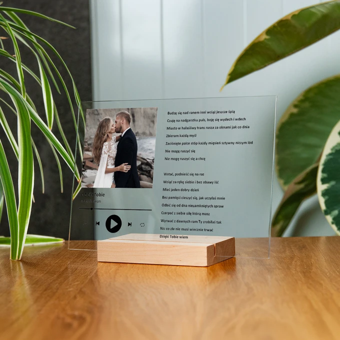 Ramka Spotify z Twoim zdjęciem na szkle akrylowym szkiełko Spotify Twoja piosenka 15x21 cm