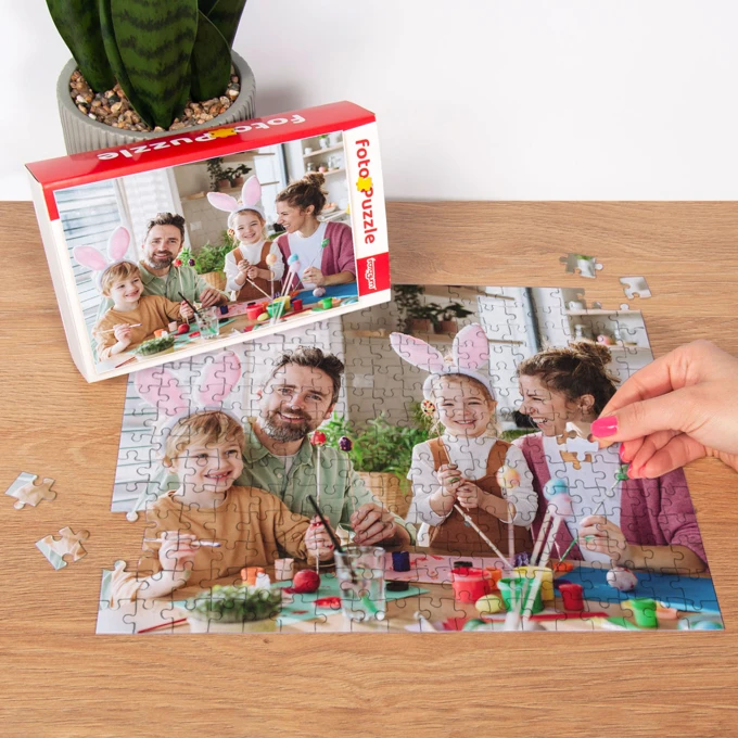 Puzzle z Twojego zdjęcia na prezent Wielkanoc Zająca z pudełkiem 252 el.