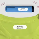 Zestaw imienny: naprasowanki i naklejki imienne z imieniem dziecka do oznaczania przyborów i rzeczy 2x58 sztuk