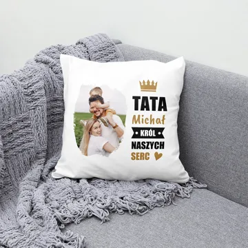 Poduszka ze zdjęć dla Taty prezent na Dzień Ojca z napisem