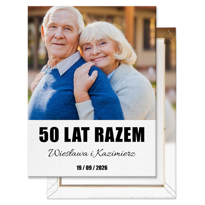 Prezent na 50 rocznicę ślubu obraz ze zdjęciem na płótnie 30x40 cm