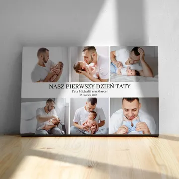 Prezent na Pierwszy Dzień Taty kolaż zdjęć na płótnie obraz 40x30 cm