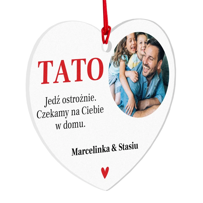 Zawieszka do auta ze zdjęciem dla Taty personalizowany prezent na Dzień Ojca