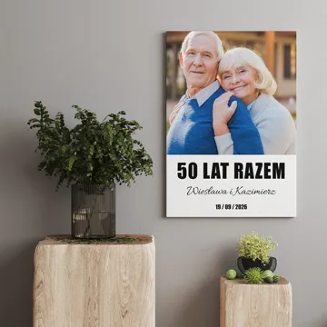 Prezent na 50 rocznicę ślubu obraz ze zdjęciem na płótnie 30x40 cm