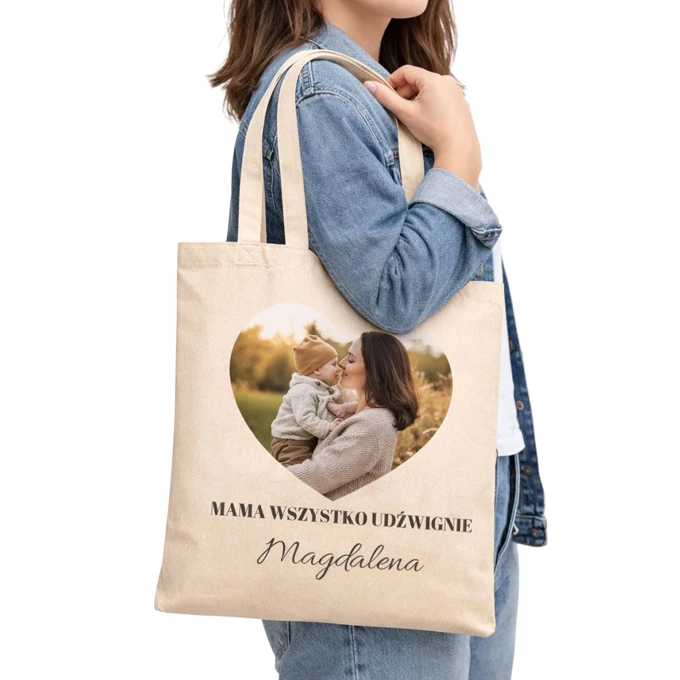 Prezent dla mamy personalizowana torba ze zdjęciem własnym nadrukiem