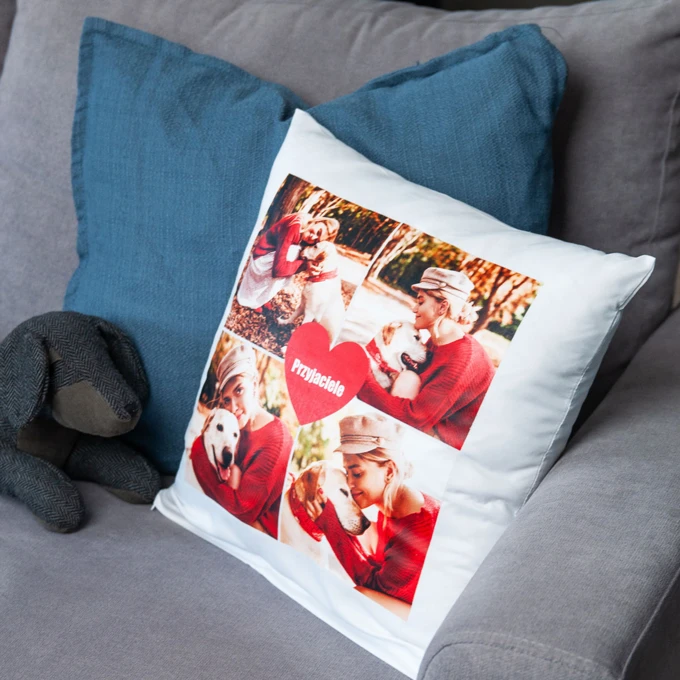 Poduszka ze zdjęciem kolaż serce