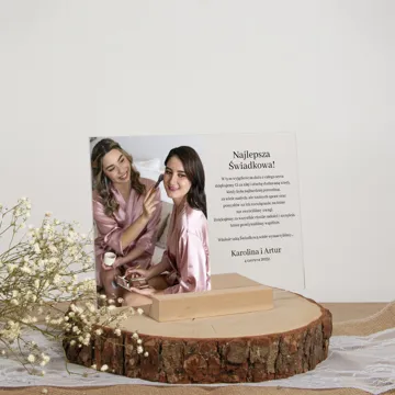 Podziękowanie dla świadków świadkowej na ślub wesele ramka zdjęcie na szkle akrylowym 15x21 cm