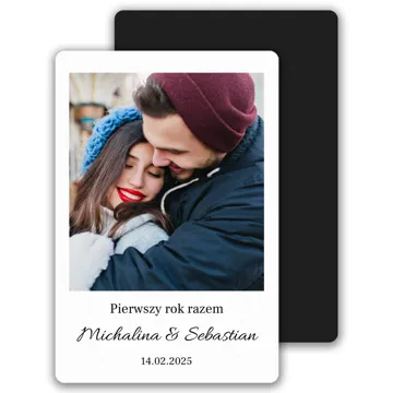 Magnes ze zdjęciem pierwszy rok razem prezent na walentynki dla zakochanych 10x7 cm wykończenie matowe