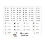 Naklejki z imieniem do przedszkola szkoły wodoodporne królik arkusz 58 sztuk