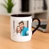 Kubek ze zdjęciem czarne ucho czarny środek personalizowany