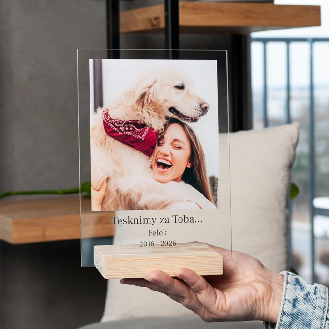 Statuetka ze zdjęciem pamiątka po psie 15x21 cm