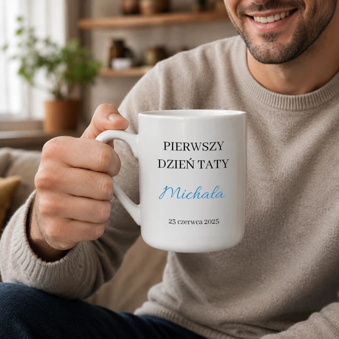 Kubek ze zdjęciami dla Taty prezent na Pierwszy Dzień Ojca z imieniem