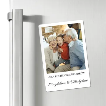 Prezent na Dzień Babci i Dziadka magnes ze zdjeciem podpisem na lodówkę dla Babci Dziadka 10x15 cm