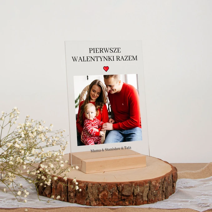 Nasze Pierwsze Walentynki ramka ze zdjęciem na szkle personalizacja imionami