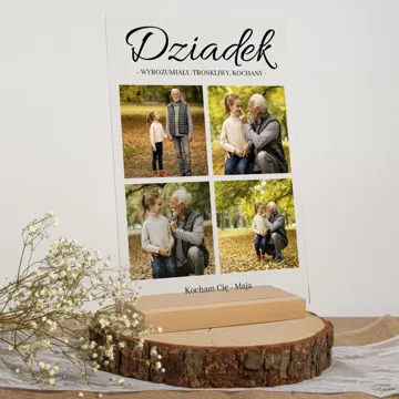 Zdjęcie na szkle dla Dziadka statuetka z dedykacją 21x30