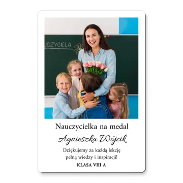 Magnes ze zdjęciem na zakończenie roku szkolnego prezent dla nauczyciela uczniów magnes klasowy