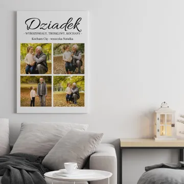 Obraz na płótnie kolaż ze zdjęć prezent na Dzień Dziadka dla Dziadka 40x30 cm
