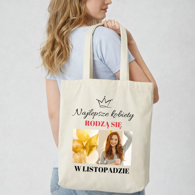 Personalizowana torba ze zdjęciem nadrukiem prezent na urodziny