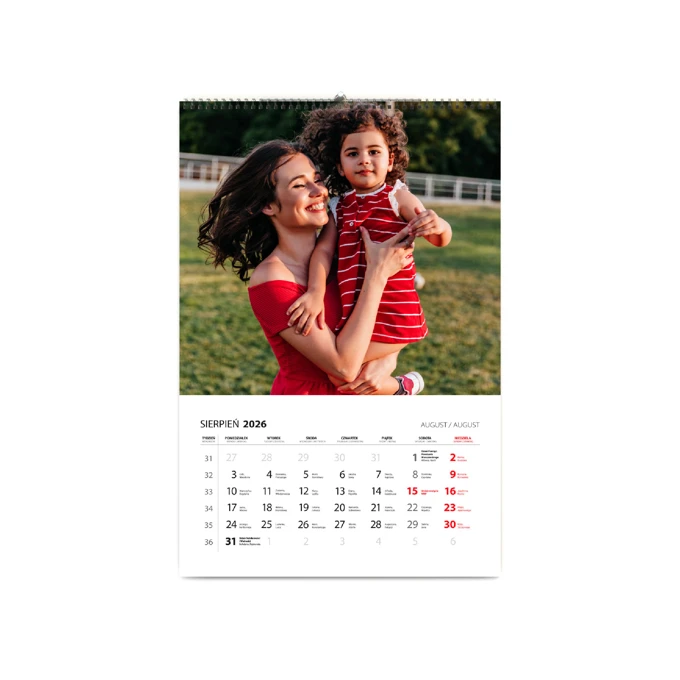 Personalizowany kalendarz ze zdjęciami na 2026 rok ścienny 13 stron na prezent A4