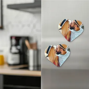 Magnes serce ze zdjęciem prezent dla zakochanych na walentynki wykończenie matowe