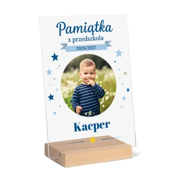 Personalizowana statuetka dla dziecka ze zdjęciem i imieniem pamiątka z przedszkola