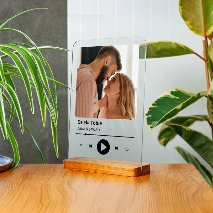 Szkiełko Spotify zdjęcie na szkle akrylowym muzyczna ramka z Twoim zdjęciem A4