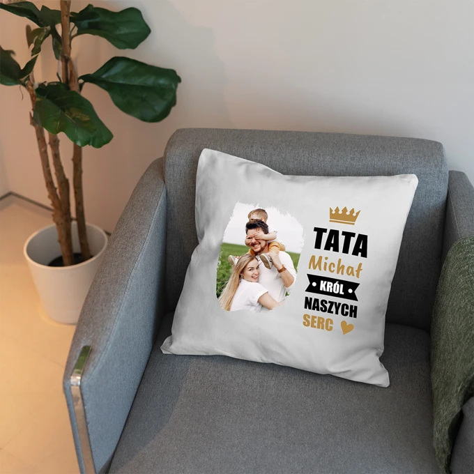 Poduszka ze zdjęć dla Taty prezent na Dzień Ojca z napisem