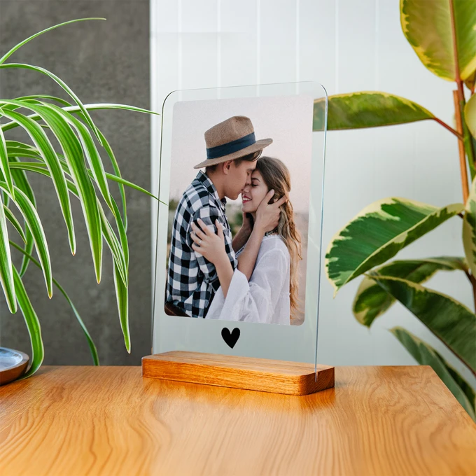 Ramka z Twoim zdjęciem na szkle akrylowym zdjęcie na szkle serce A4