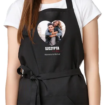 Fartuch z własnym nadrukiem zdjęciem na Walentynki prezent dla pary