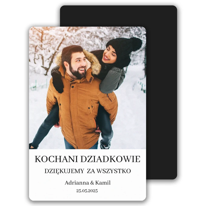 Podziękowania dla Dziadków na ślub foto magnes ze zdjęciem tekstem 10x15 cm wykończenie matowe