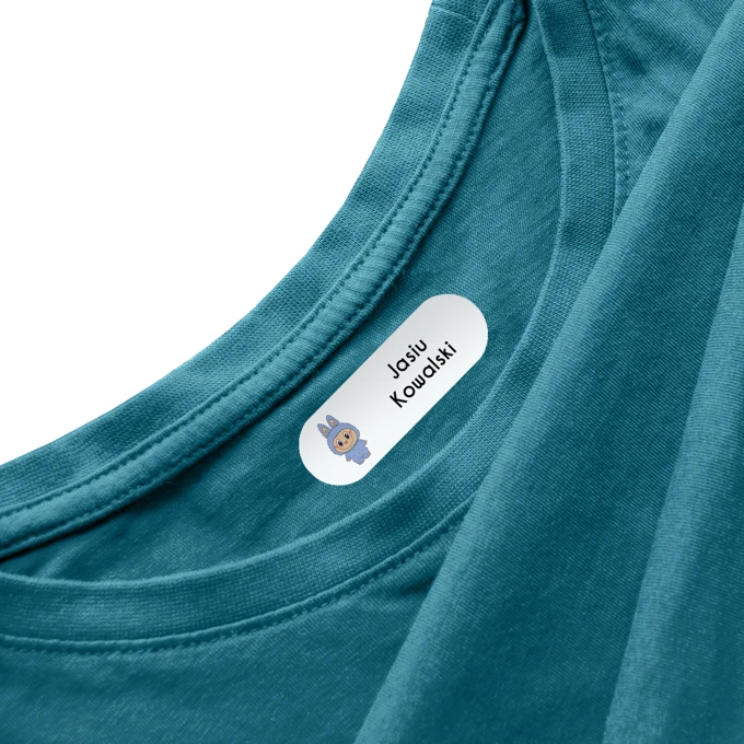 Naprasowanki imienne na ubrania szkolne dla dzieci 58 sztuk potworek niebieski