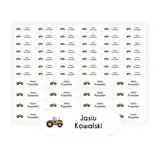 Naprasowanki na ubrania dla dzieci z grafiką imieniem arkusz 58 sztuk traktor